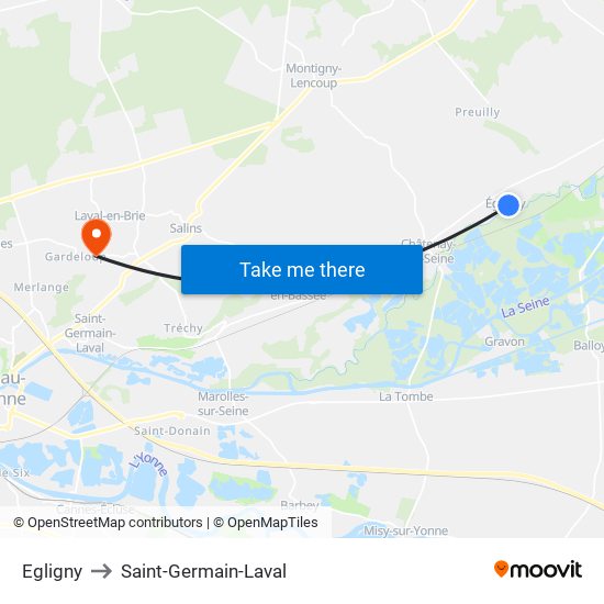 Egligny to Saint-Germain-Laval map