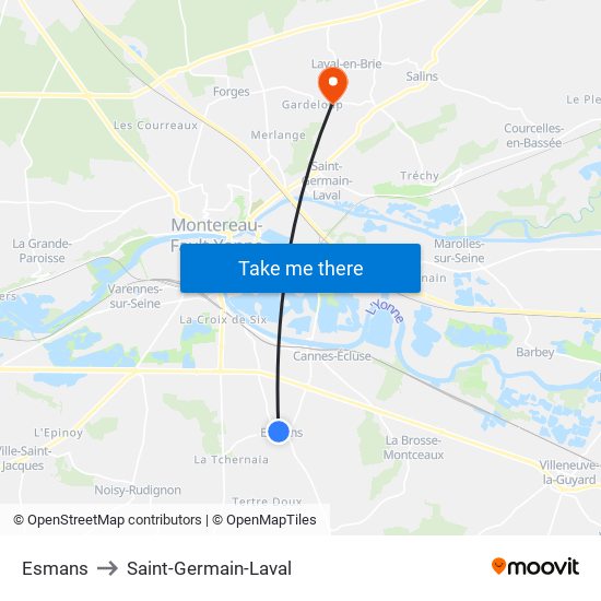 Esmans to Saint-Germain-Laval map