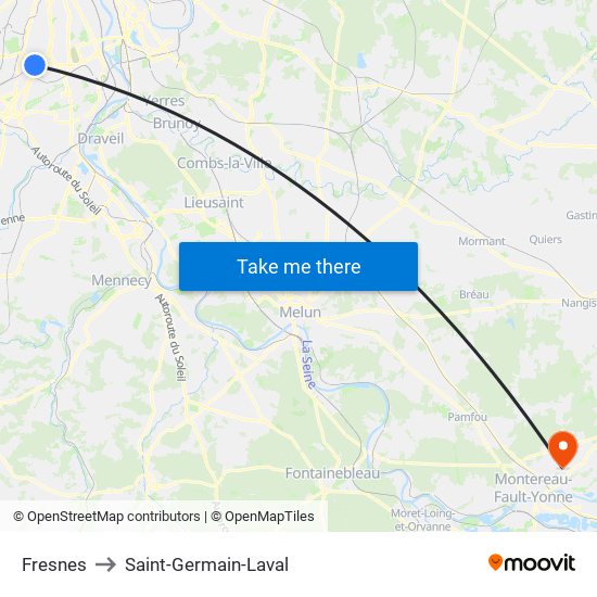 Fresnes to Saint-Germain-Laval map