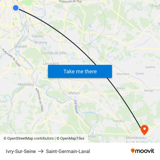 Ivry-Sur-Seine to Saint-Germain-Laval map