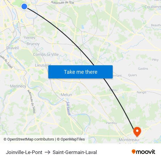 Joinville-Le-Pont to Saint-Germain-Laval map