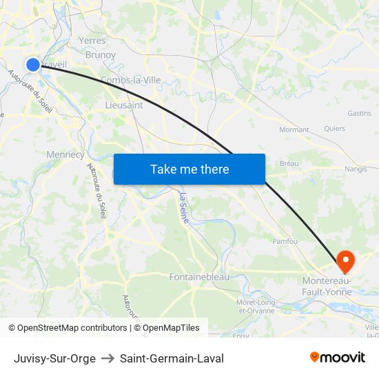 Juvisy-Sur-Orge to Saint-Germain-Laval map