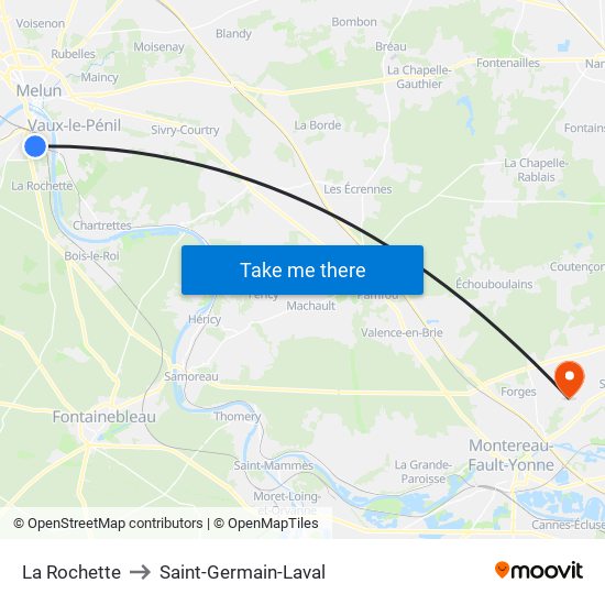 La Rochette to Saint-Germain-Laval map