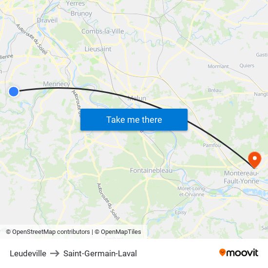 Leudeville to Saint-Germain-Laval map