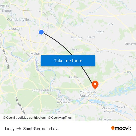 Lissy to Saint-Germain-Laval map