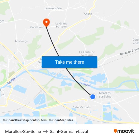 Marolles-Sur-Seine to Saint-Germain-Laval map