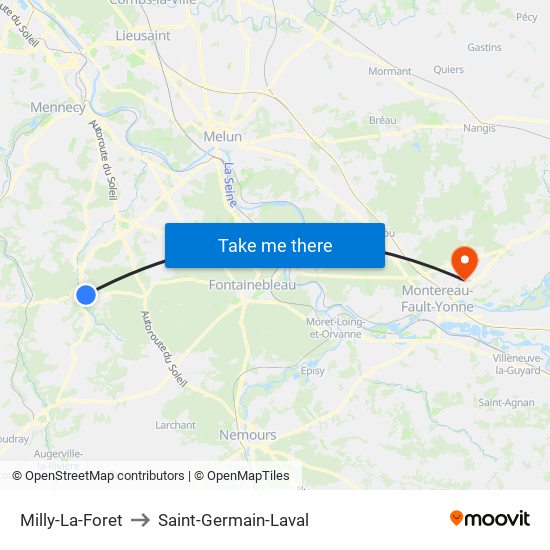 Milly-La-Foret to Saint-Germain-Laval map