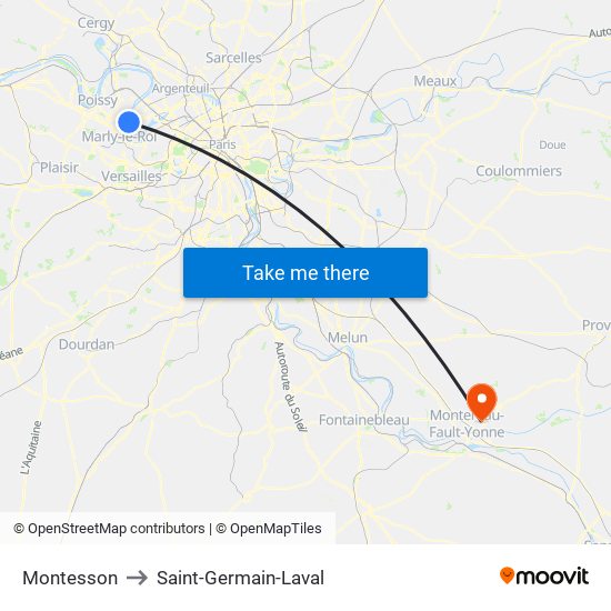 Montesson to Saint-Germain-Laval map