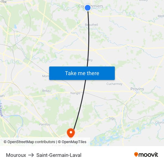Mouroux to Saint-Germain-Laval map