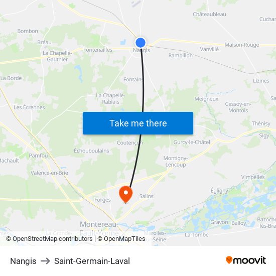 Nangis to Saint-Germain-Laval map