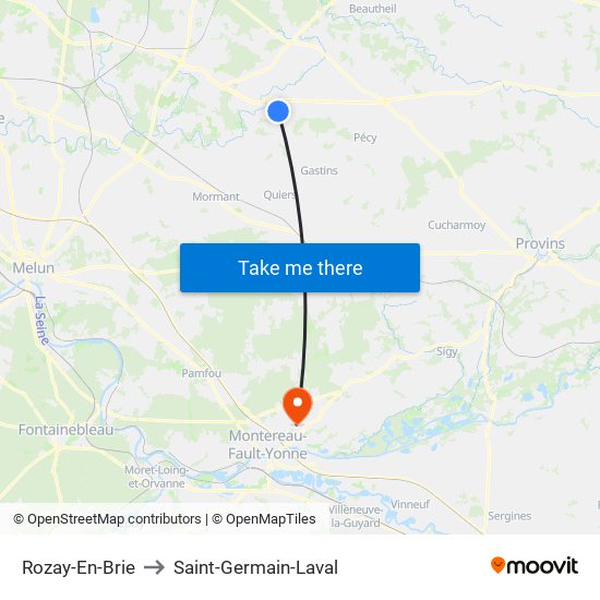 Rozay-En-Brie to Saint-Germain-Laval map