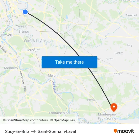 Sucy-En-Brie to Saint-Germain-Laval map
