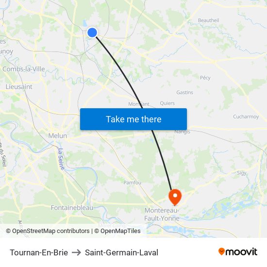 Tournan-En-Brie to Saint-Germain-Laval map