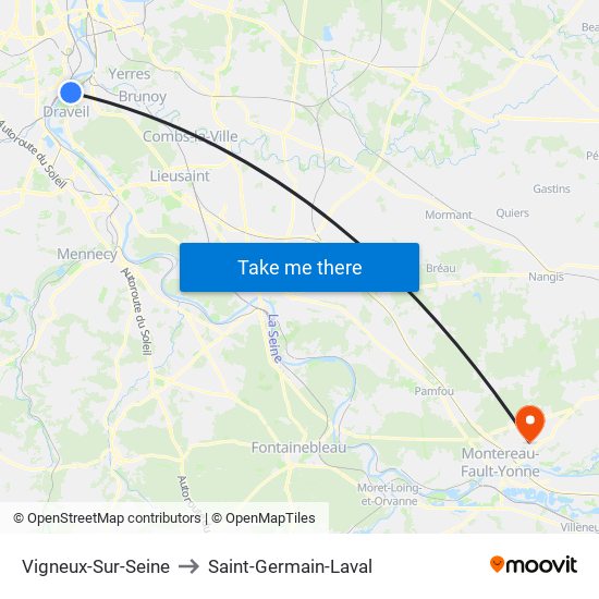 Vigneux-Sur-Seine to Saint-Germain-Laval map