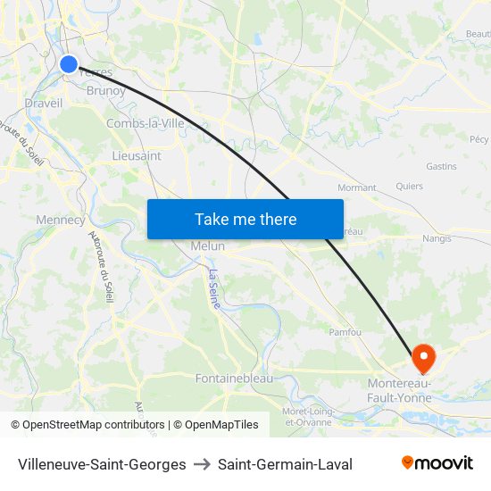 Villeneuve-Saint-Georges to Saint-Germain-Laval map