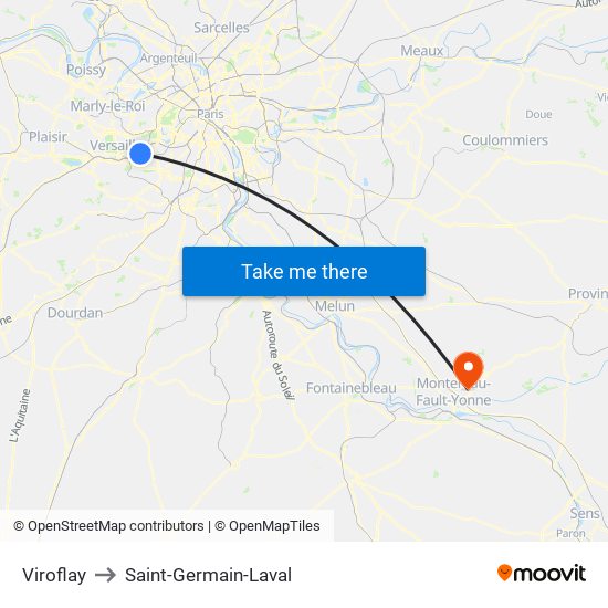 Viroflay to Saint-Germain-Laval map