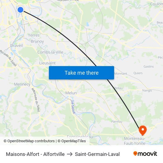 Maisons-Alfort - Alfortville to Saint-Germain-Laval map