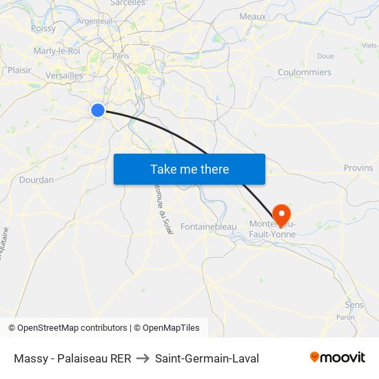 Massy - Palaiseau RER to Saint-Germain-Laval map