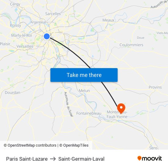 Paris Saint-Lazare to Saint-Germain-Laval map