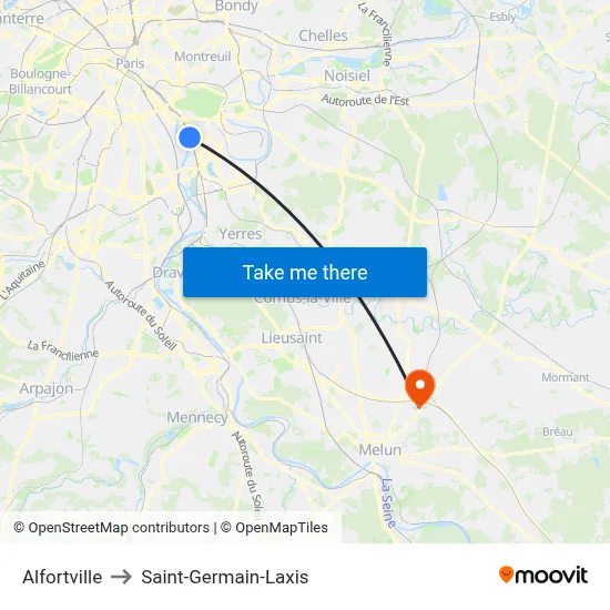 Alfortville to Saint-Germain-Laxis map