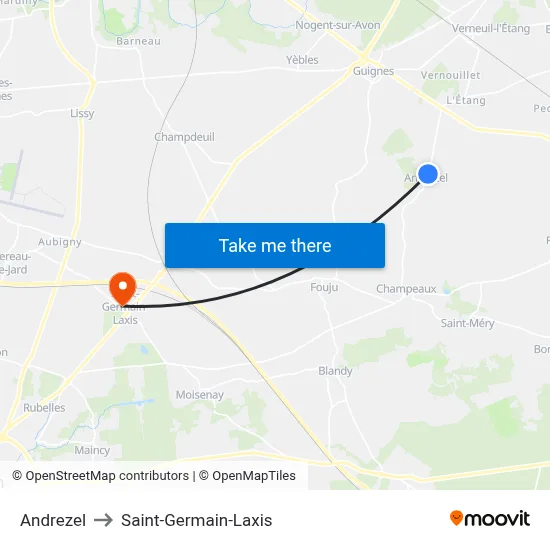Andrezel to Saint-Germain-Laxis map