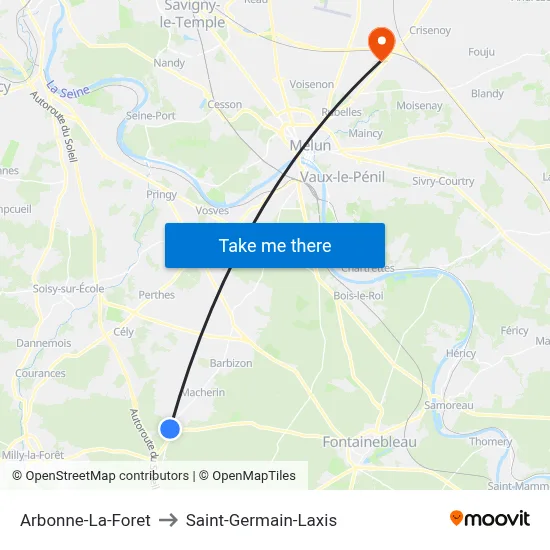 Arbonne-La-Foret to Saint-Germain-Laxis map