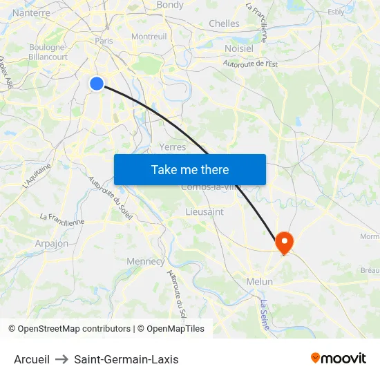Arcueil to Saint-Germain-Laxis map