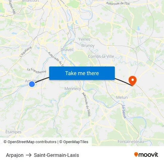 Arpajon to Saint-Germain-Laxis map