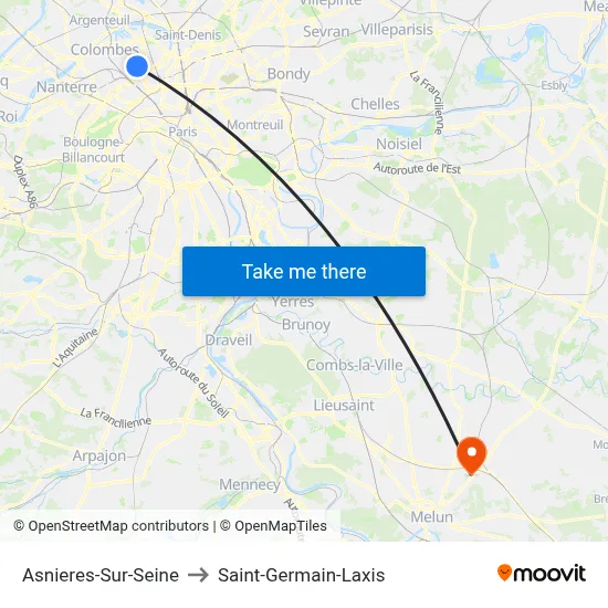 Asnieres-Sur-Seine to Saint-Germain-Laxis map
