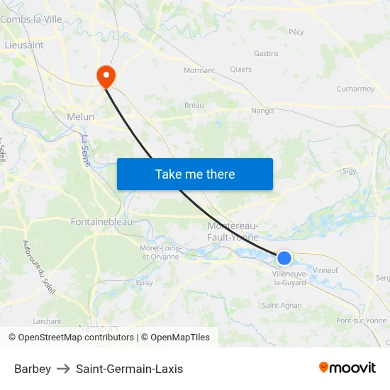 Barbey to Saint-Germain-Laxis map