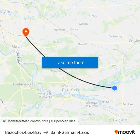 Bazoches-Les-Bray to Saint-Germain-Laxis map