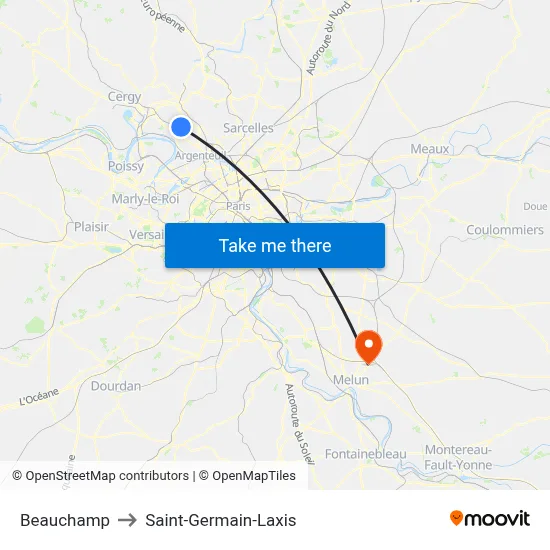 Beauchamp to Saint-Germain-Laxis map