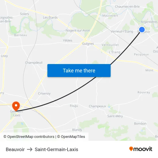 Beauvoir to Saint-Germain-Laxis map