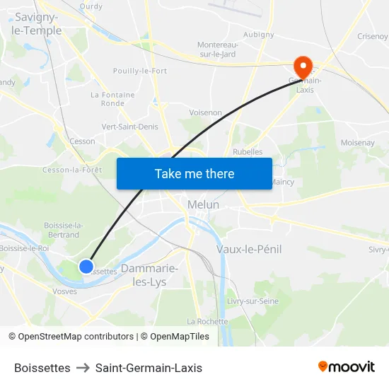 Boissettes to Saint-Germain-Laxis map