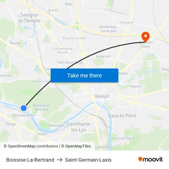 Boissise-La-Bertrand to Saint-Germain-Laxis map