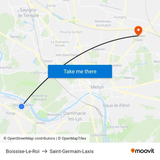 Boissise-Le-Roi to Saint-Germain-Laxis map