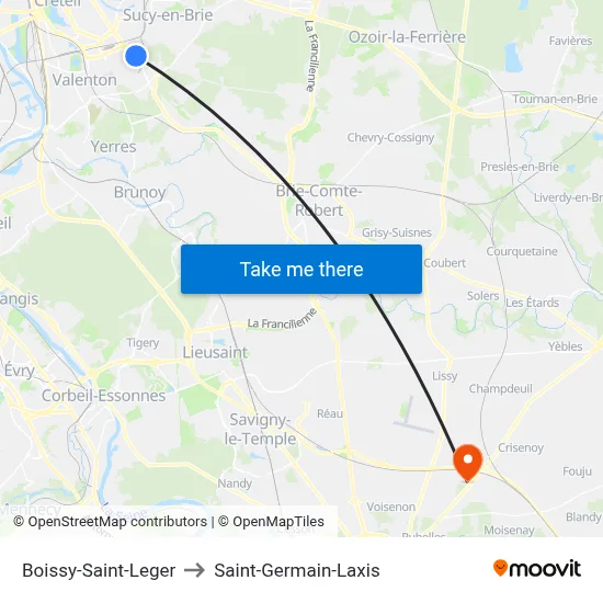 Boissy-Saint-Leger to Saint-Germain-Laxis map