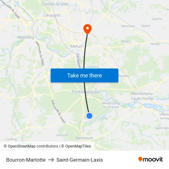 Bourron-Marlotte to Saint-Germain-Laxis map