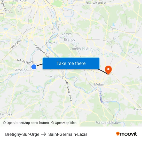 Bretigny-Sur-Orge to Saint-Germain-Laxis map