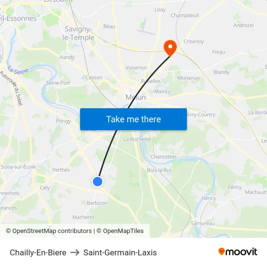 Chailly-En-Biere to Saint-Germain-Laxis map