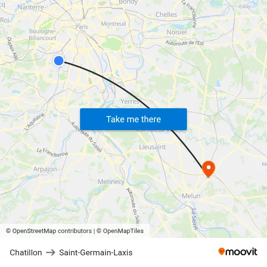 Chatillon to Saint-Germain-Laxis map