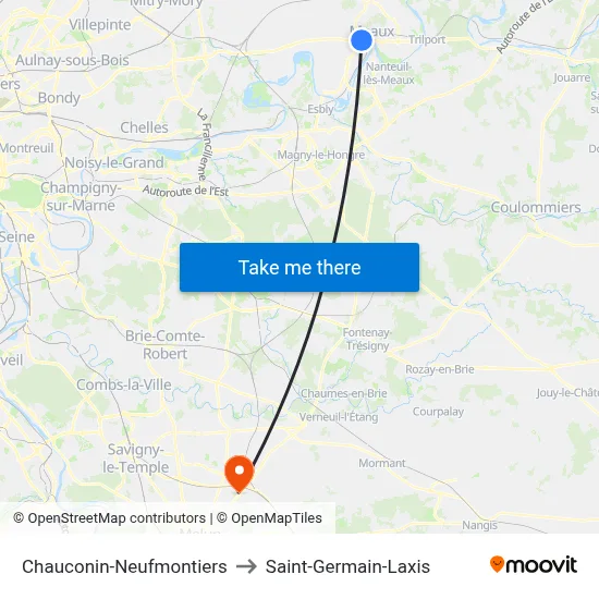 Chauconin-Neufmontiers to Saint-Germain-Laxis map