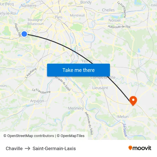 Chaville to Saint-Germain-Laxis map
