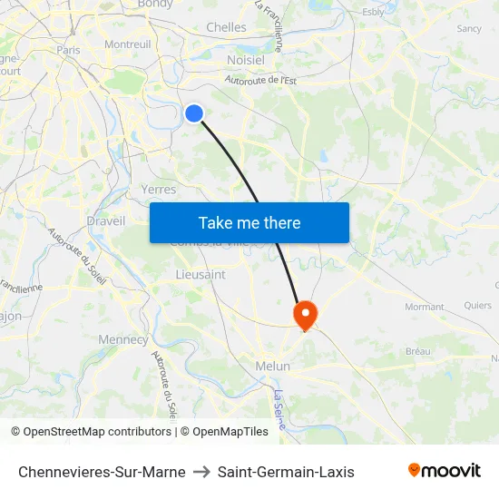 Chennevieres-Sur-Marne to Saint-Germain-Laxis map