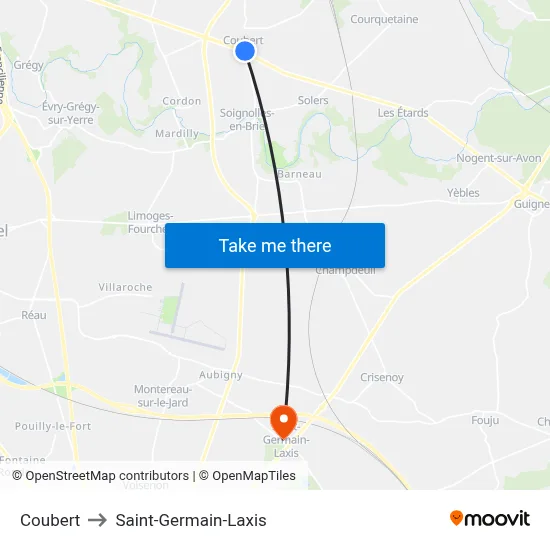 Coubert to Saint-Germain-Laxis map