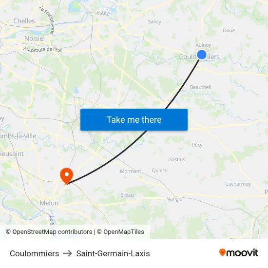 Coulommiers to Saint-Germain-Laxis map