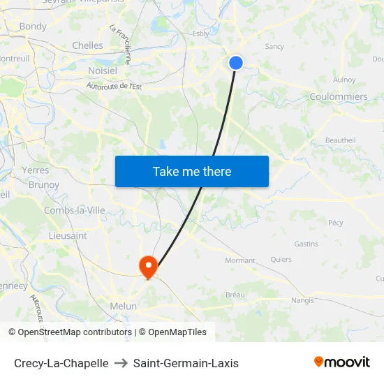 Crecy-La-Chapelle to Saint-Germain-Laxis map