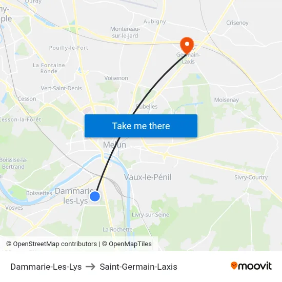 Dammarie-Les-Lys to Saint-Germain-Laxis map