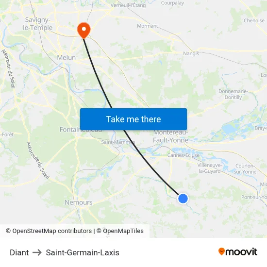 Diant to Saint-Germain-Laxis map