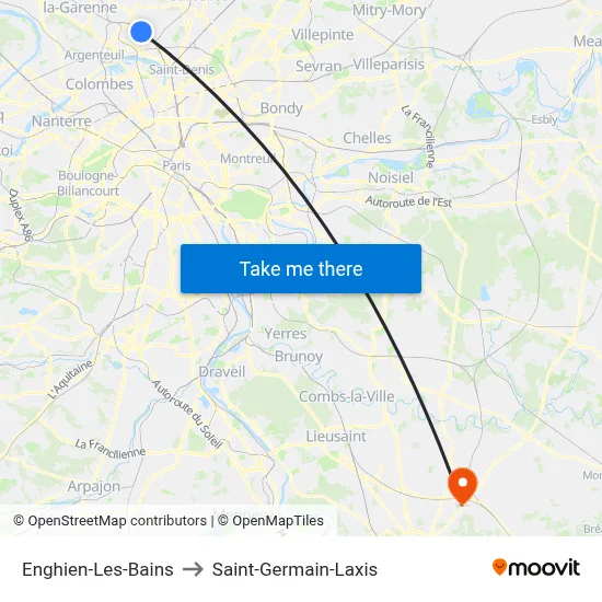 Enghien-Les-Bains to Saint-Germain-Laxis map
